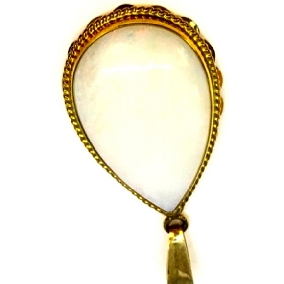 14K Large Milk Fire Opal 25 x 16mm in Elegant Deco - Picture 3 of 5